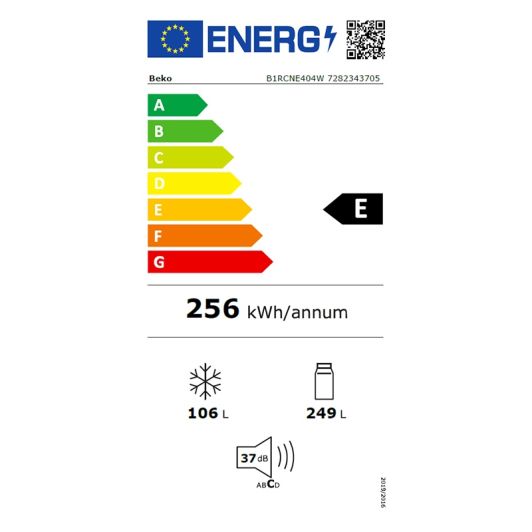 Frigorífico combi, NoFrost, 355L, clase E, altura 2M, blanco, BEKO B1RCNE404W 