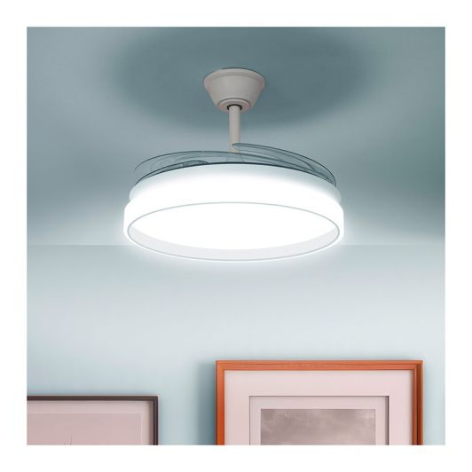INNOVAGOODS Ventilador de Techo con Luz LED y Aspas Retráctiles Motor DC Silencioso 6 Velocidades Blanco