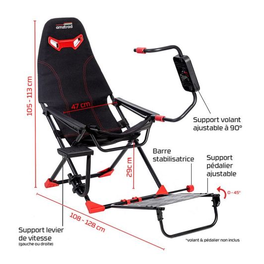 Asiento de simulación negro AMSTRAD AMS-RACING-SIM