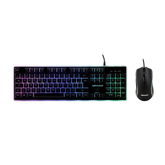 Pack Gaming Edenwood 2en1 : Teclado retro iluminado Español y ratón de alta precisión