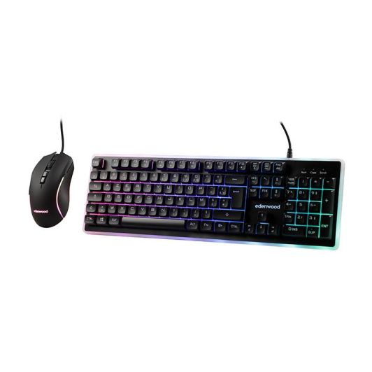 Pack Gaming Edenwood 2en1 : Teclado retro iluminado Español y ratón de alta precisión