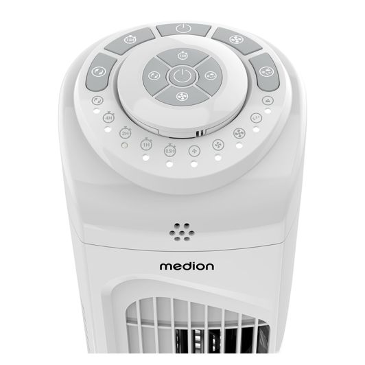 Ventilador de Torre MEDION MD120067 con Mando a Distancia 45W 3 Velocidades Silencioso Oscilante Blanco