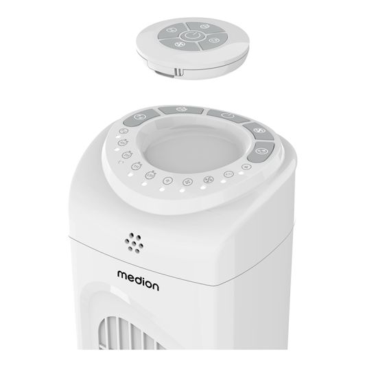Ventilador de Torre MEDION MD120067 con Mando a Distancia 45W 3 Velocidades Silencioso Oscilante Blanco