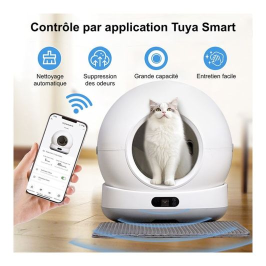 Arenero autolimpiante con cámara para gatos PAWZZ de 72 litros