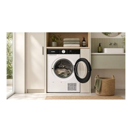 Secadora Bomba de Calor, 9kg, Clase B, 14 programas, luz UV, VALBERG DHP 9 B W566C