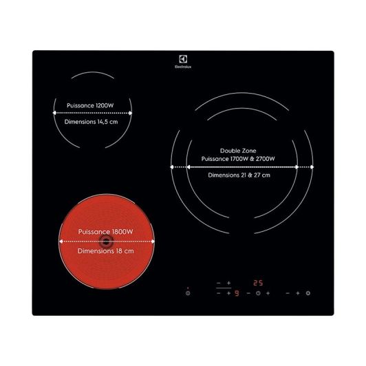Placa Vitrocerámica 3 zonas, 5700w, control táctil, ELECTROLUX LR633CK