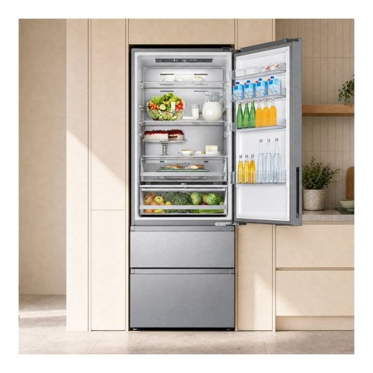 Frigorífico Combi No Frost, 2 cajones, 493L, Clase D, Inox 200cm 70cm Ancho VALBERG