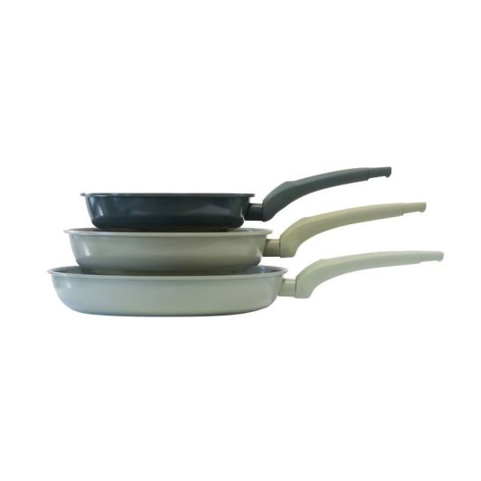 Pack de 3 sartenes de cerámica, 20 24 28 cm carbonsteel