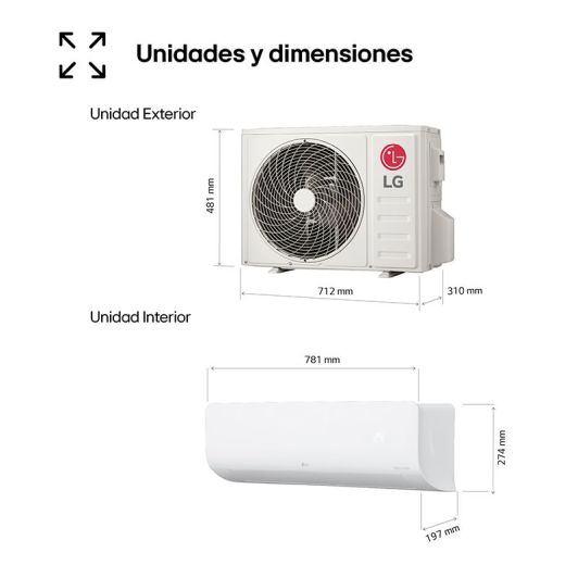 Aire Acondicionado Split 1x1, 3000 frigorias, wifi, ideal para 25-30m2, LG Inverter LGSMARTZ12