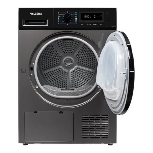 Secadora Bomba de calor, 8kg, clase D, gris silver VALBERG DHP 8 D S566C