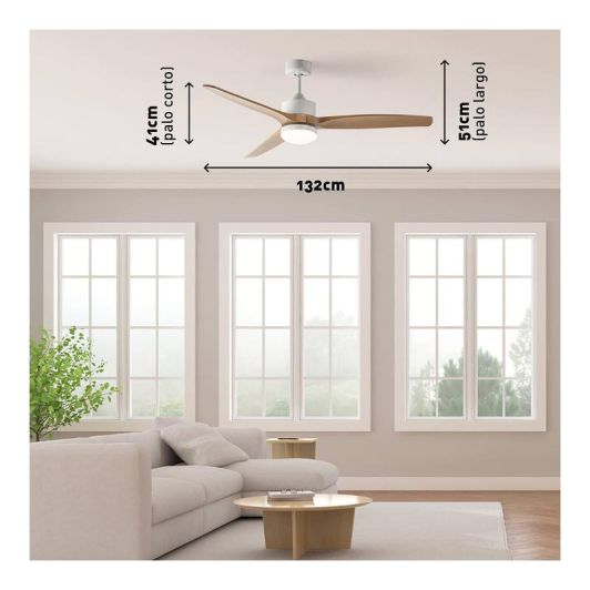 Ventilador de techo con aspas, 132cm, motor DC, invierno-verano JATA JVTE4232