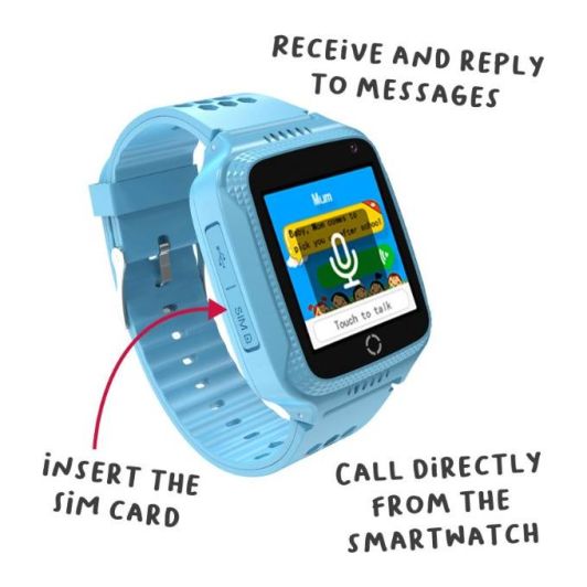 Reloj inteligente para niños, con localización, cámara y pantalla color, CELLY Azul