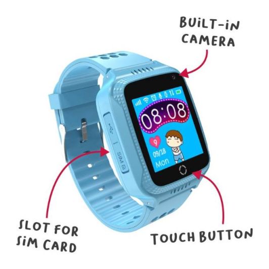 Reloj inteligente para niños, con localización, cámara y pantalla color, CELLY Azul