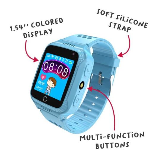 Reloj inteligente para niños, con localización, cámara y pantalla color, CELLY Azul