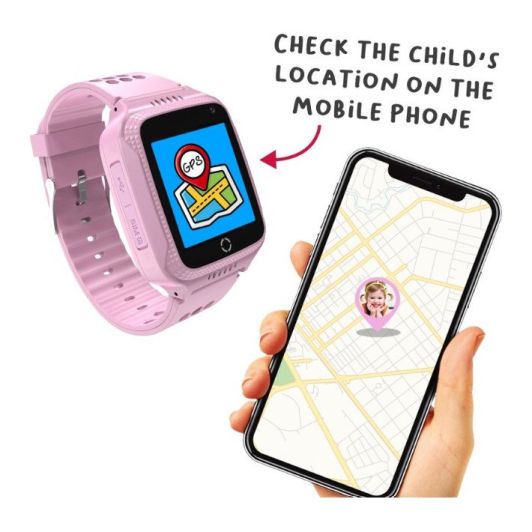 Reloj inteligente para niños, con localización, con localización, cámara y pantalla color, CELLY Rosa