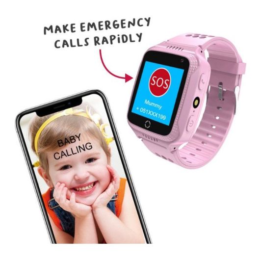 Reloj inteligente para niños, con localización, con localización, cámara y pantalla color, CELLY Rosa