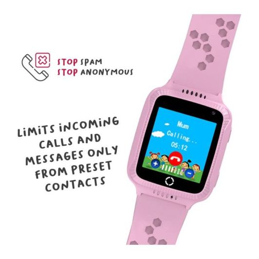 Reloj inteligente para niños, con localización, con localización, cámara y pantalla color, CELLY Rosa