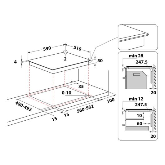 Placa Inducción 3 zonas,  7200w, mando táctil slider WHIRLPOOL WSS 6360 BF
