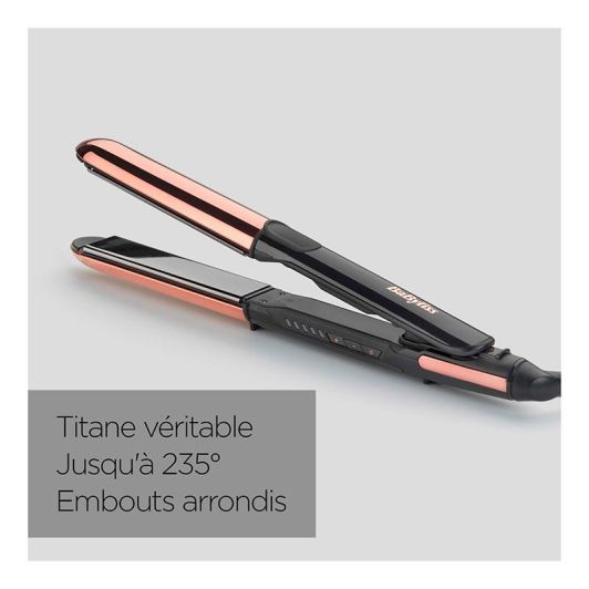 Plancha alisadora y moldeadora de pelo BABYLISS 235W Iónica Titanio Oro Rosa ST482E alisa y ondula (incluye neceser de viaje)