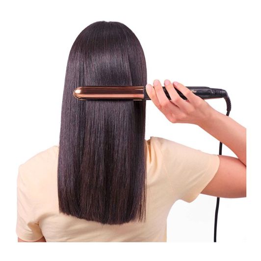Plancha alisadora y moldeadora de pelo BABYLISS 235W Iónica Titanio Oro Rosa ST482E alisa y ondula (incluye neceser de viaje)