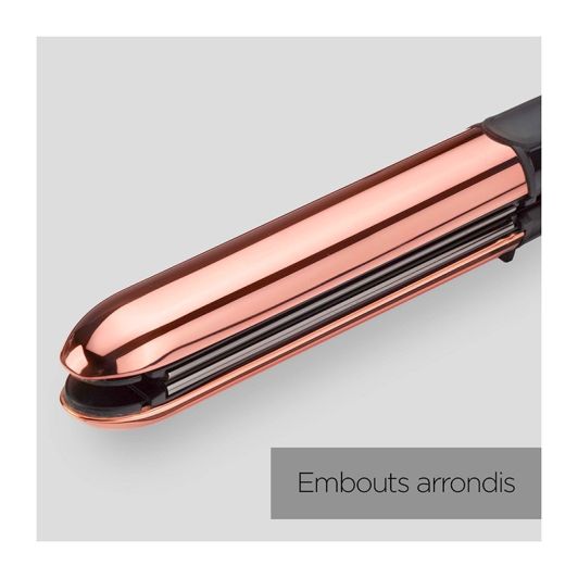 Plancha alisadora y moldeadora de pelo BABYLISS 235W Iónica Titanio Oro Rosa ST482E alisa y ondula (incluye neceser de viaje)