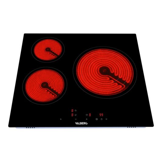Placa vitrocerámica 3 fuegos, 5700w, control táctil, VALBERG VH 3 T 342C