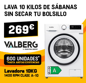 LAVADORA 10kg clase A-10% VALBERG - 269€
