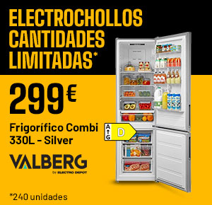 ELECTROCHOLLOS cantidades limitadas - Frigorífico Combi 330L - Silver - Valberg - 299€