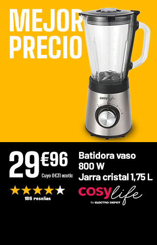 Mejor precio - Batidora vaso 800 W Jara cristal 1.75 L - Cosylife - 29€96