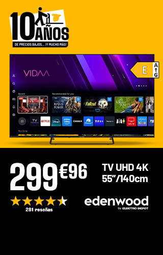 10 Anos de precios bajos... Y mucho mas - TV UHD 4K 55'' - Edenwood - 299€96
