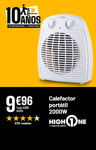 10 Anos de precios bajos... Y mucho mas - Calefactor portatil 2000W - High One- 9€96