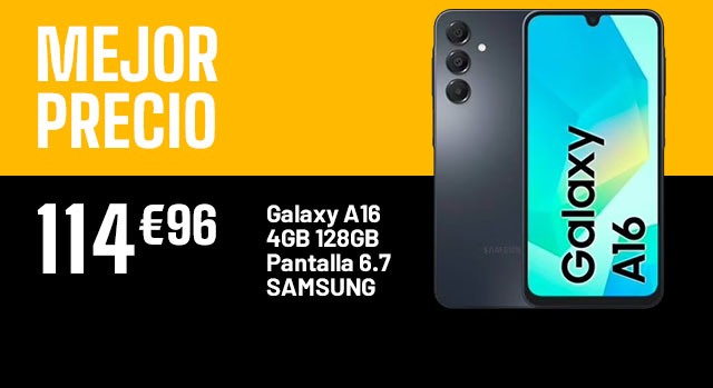 Mejor Precio - Galaxy A16 4GB 128GB Pantalla 6.7 - SAMSUNG - 114€96