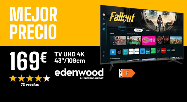 Mejor Precio - TV UHD 4K 43''/109cm - Edenwood - 169€
