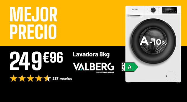 Mejor Precio - Lavadora 8kg - Valberg - 249€96
