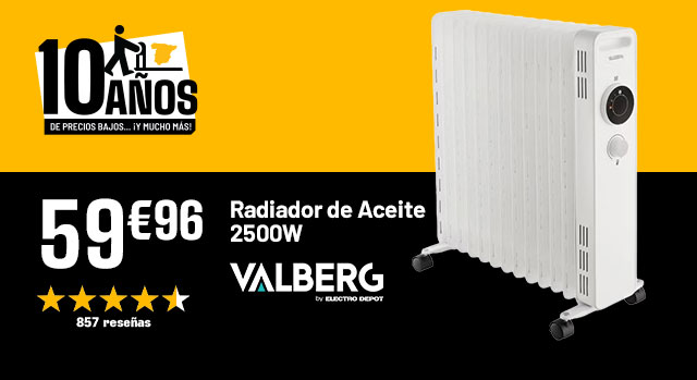 10 Anos de precios bajos... Y mucho mas - Radiator de Aceite 2500W - Valberg - 59€96